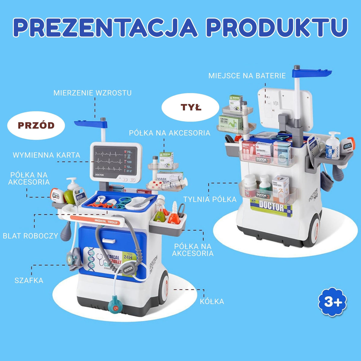 Woopie Interaktyvus Gydytojo Vežimėlis Su Rentgenu, 115 cm