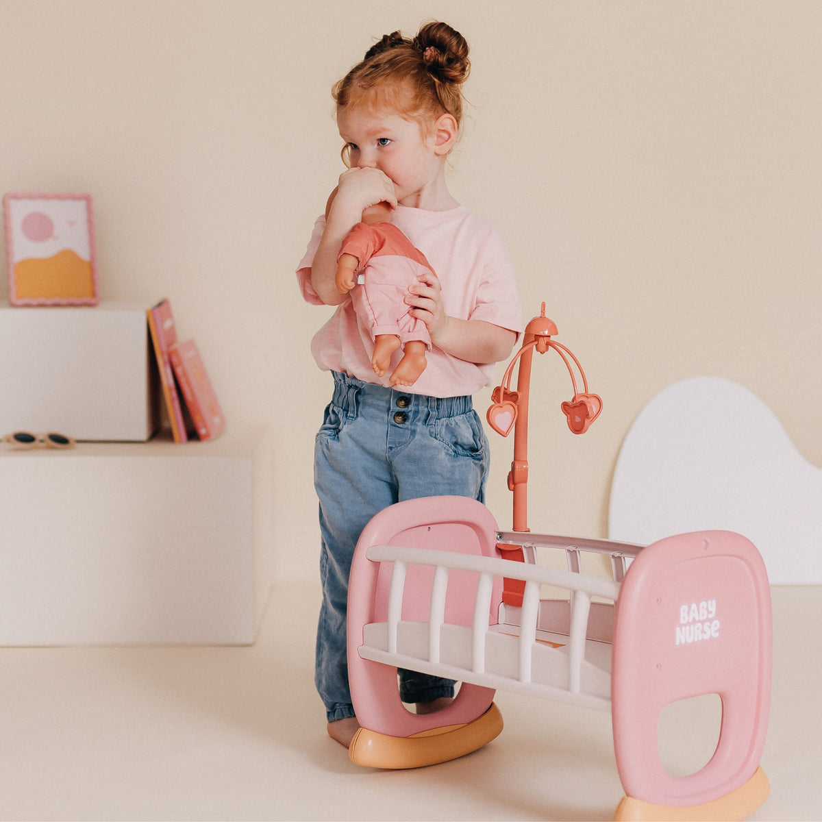 Smoby Baby Nurse Lėlės Lopšys su Karusele – 3 nuotrauka