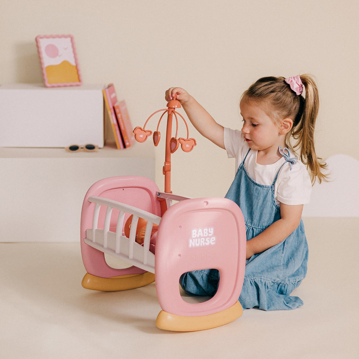 Smoby Baby Nurse Lėlės Lopšys su Karusele – 4 nuotrauka