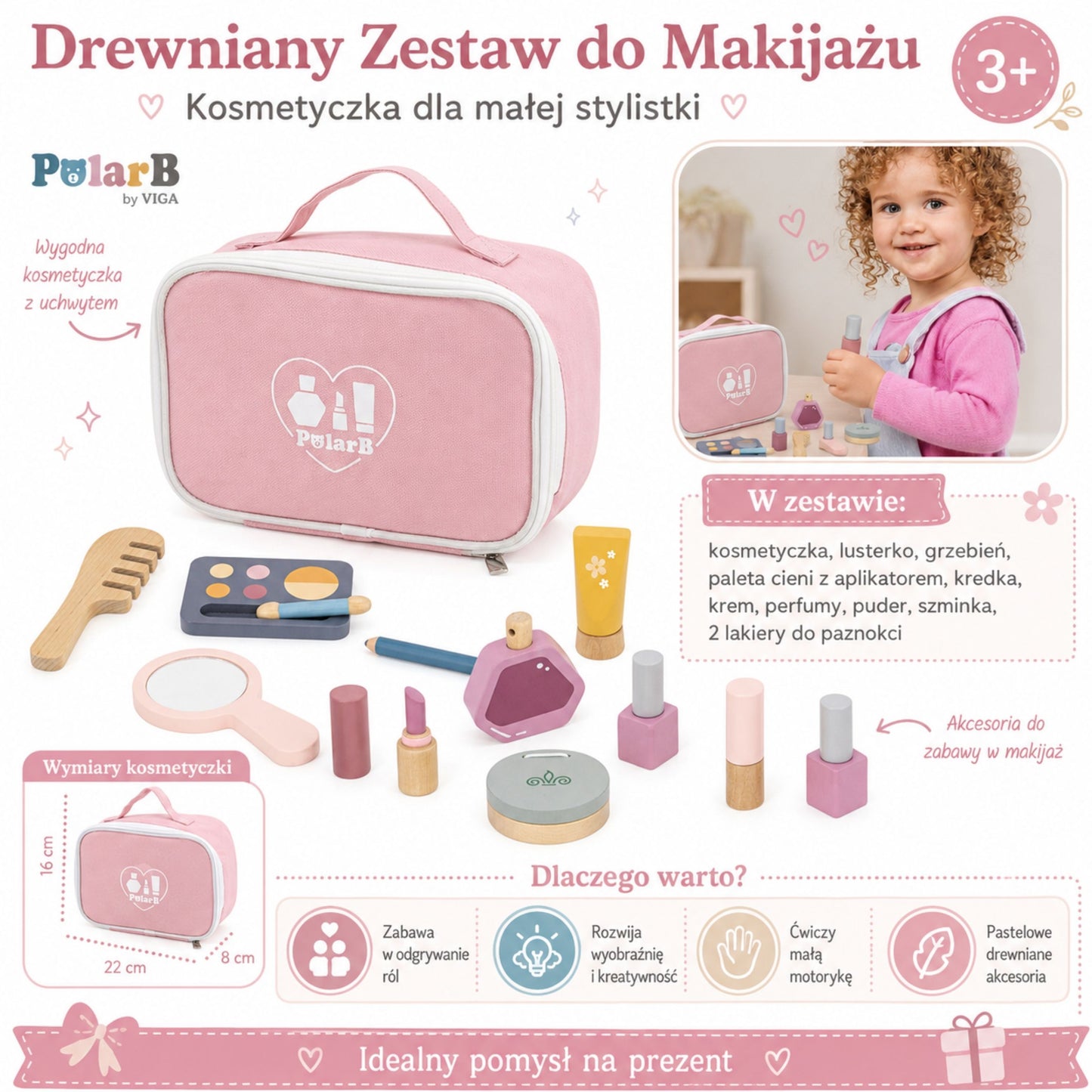 Viga PolarB Medinis Makiažo Rinkinys Kosmetinėje