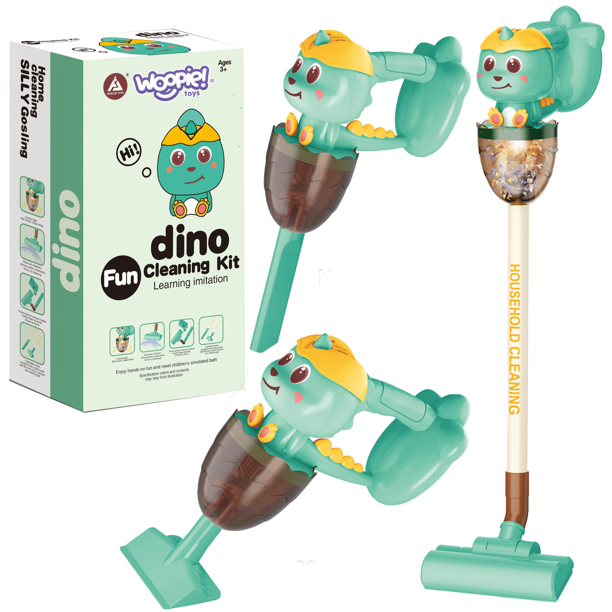 Woopie žaislinis dulkių siurblys „Dino“ 3in1 – nuotrauka 1