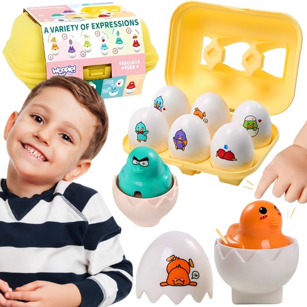 Woopie Montessori viščiukų ir kiaušinių rūšiuoklė, 6 vnt. – nuotrauka 1