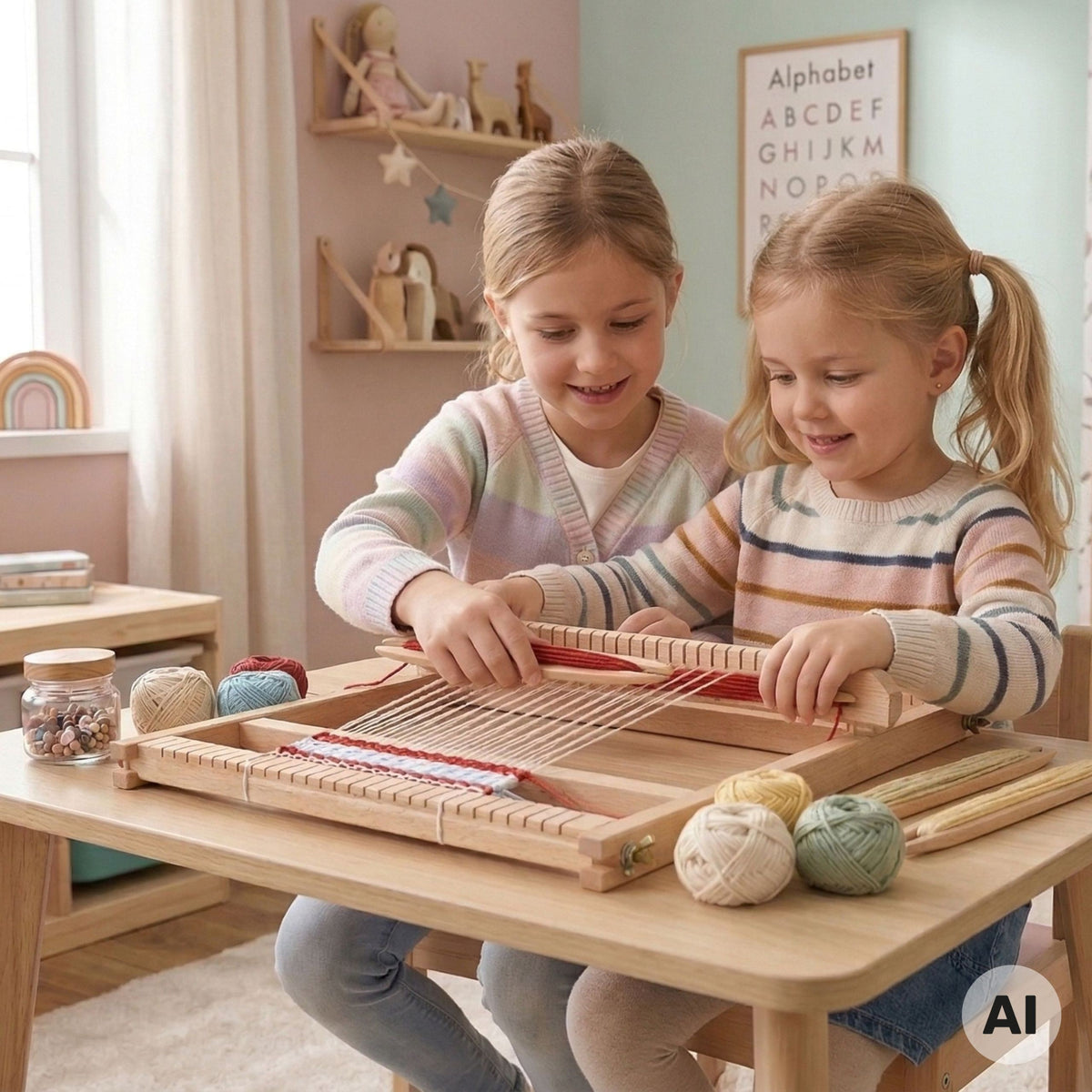 Viga Medinės Audimo Staklės Vaikams – 3 nuotrauka
