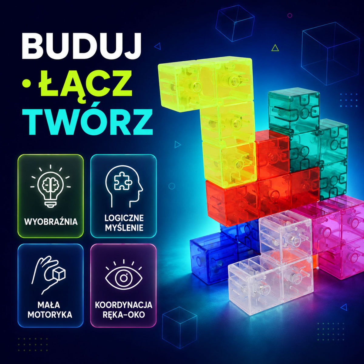 Woopie magnetinė 3D „Tetris“ dėlionė – 3