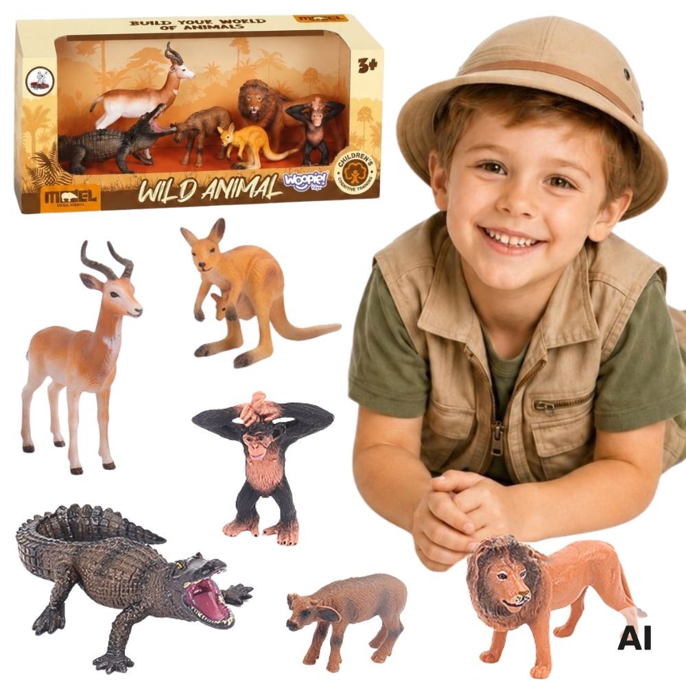 Woopie Safari Gyvūnų Figūrėlių Rinkinys, 6 Dalys