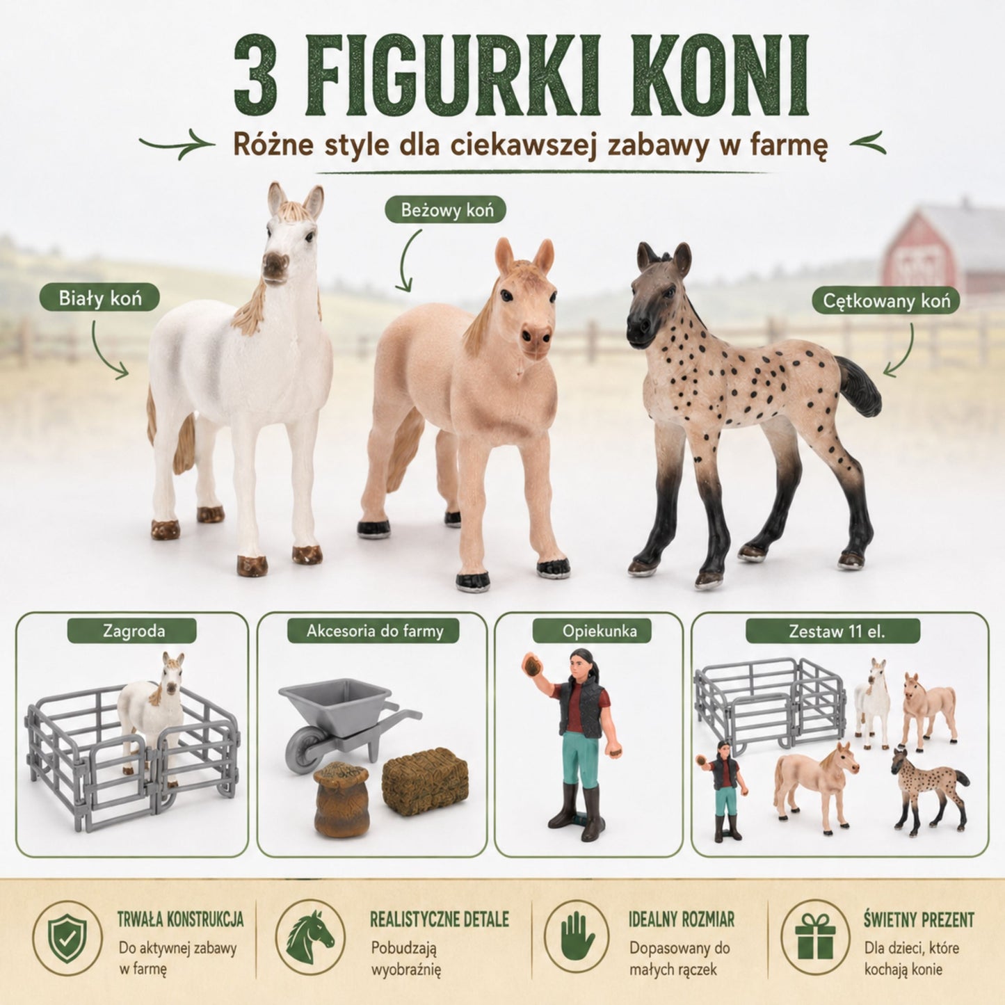 Woopie Arklių Ir Ūkininko Figūrėlių Rinkinys, 11 Dalių