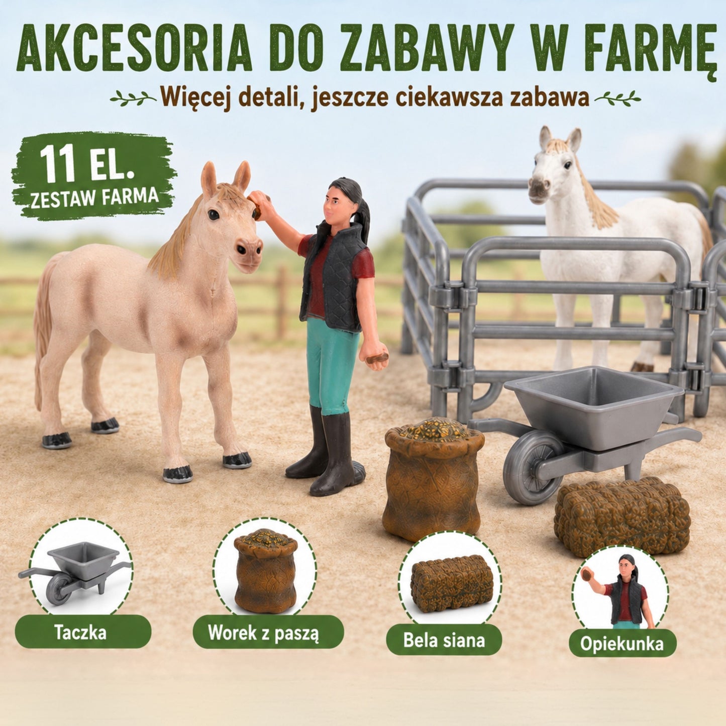 Woopie Arklių Ir Ūkininko Figūrėlių Rinkinys, 11 Dalių