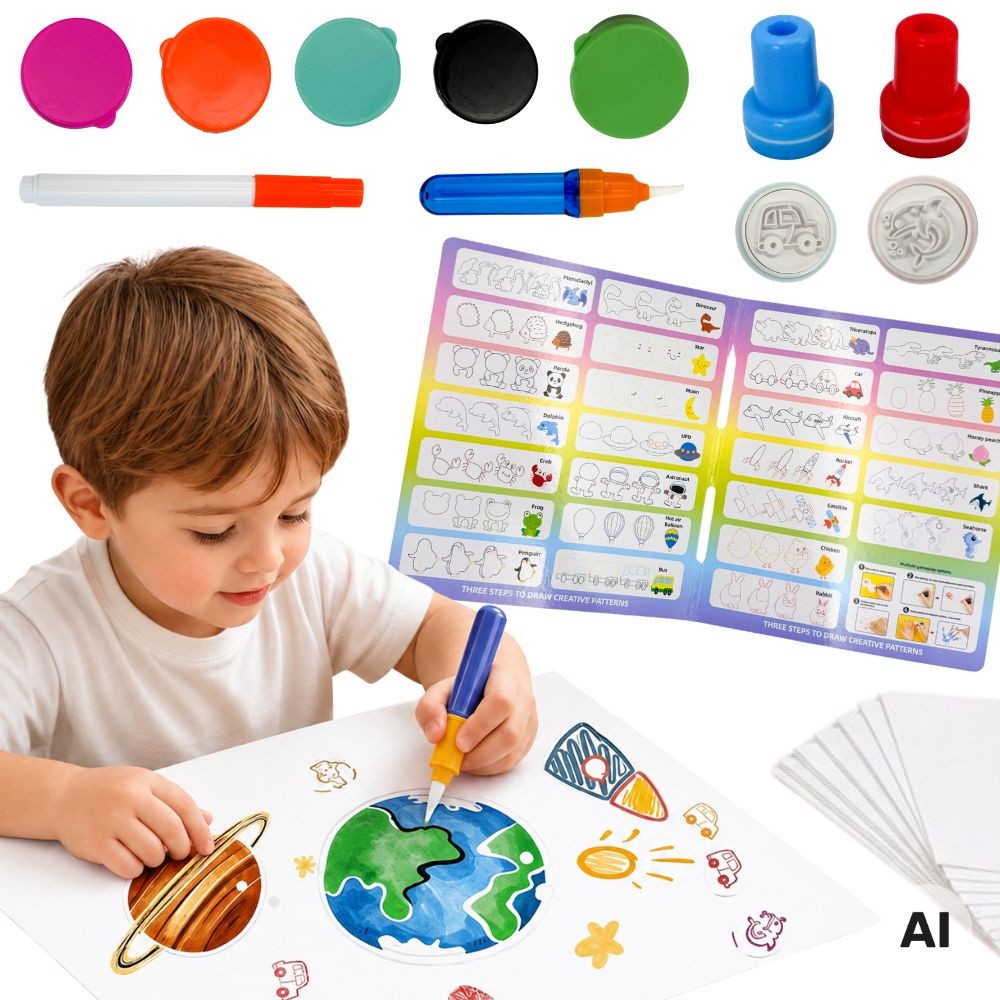 Woopie Magic Brush Piešimo Rinkinys Su Antspaudais