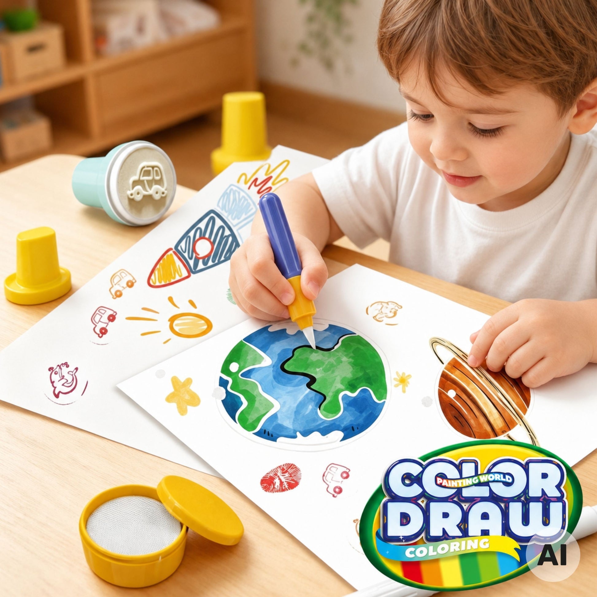 Woopie Magic Brush Piešimo Rinkinys Su Antspaudais