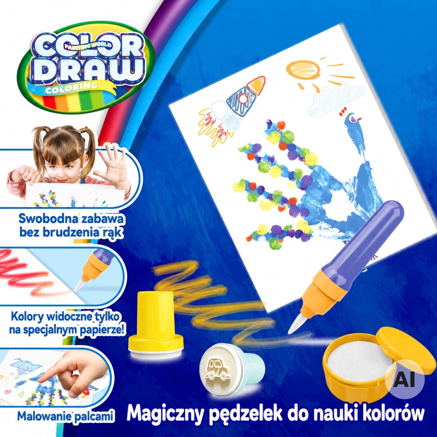 Woopie Magic Brush Piešimo Rinkinys Su Antspaudais