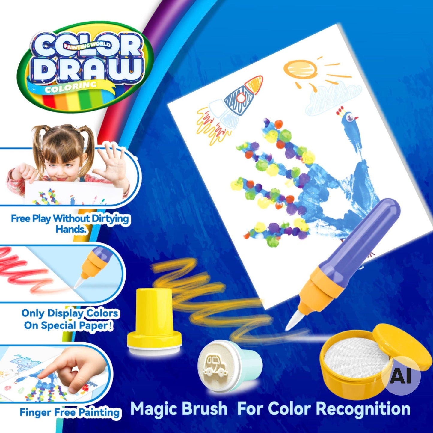 Woopie Magic Brush Piešimo Rinkinys Su Antspaudais