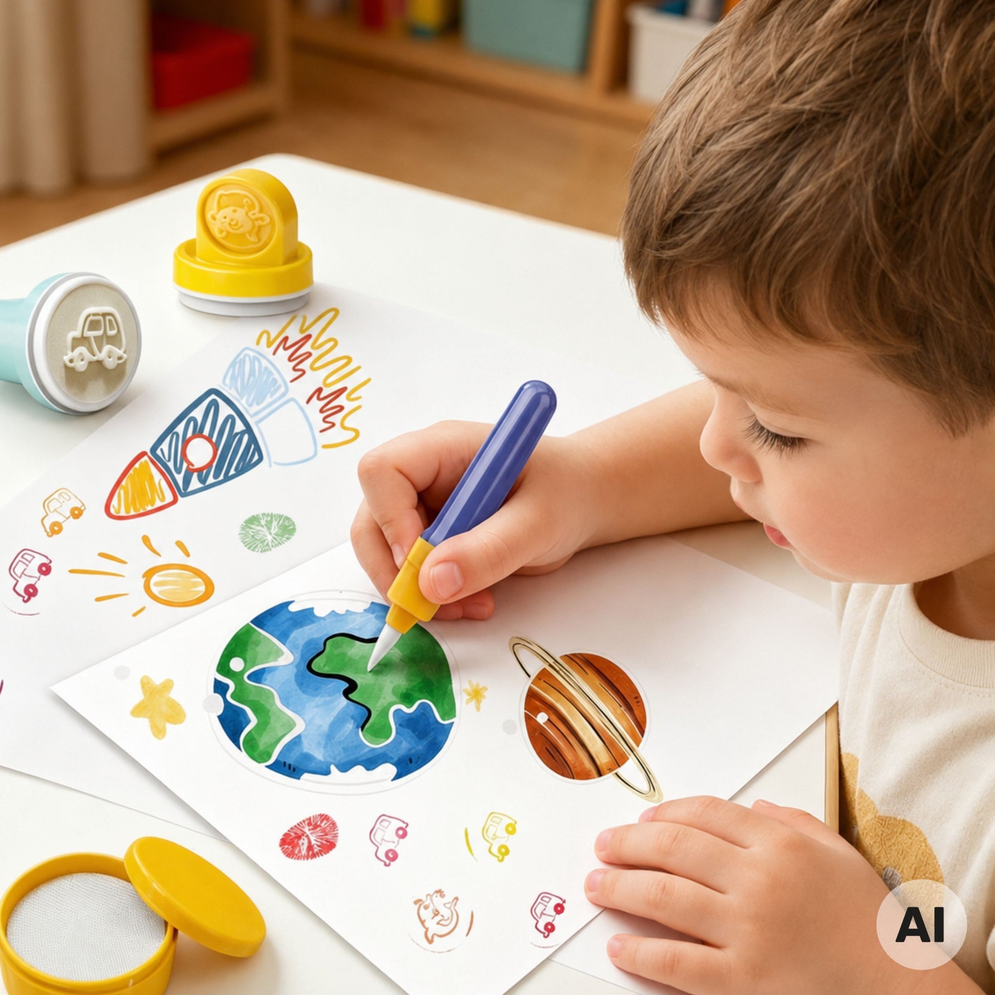Woopie Magic Brush Piešimo Rinkinys Su Antspaudais