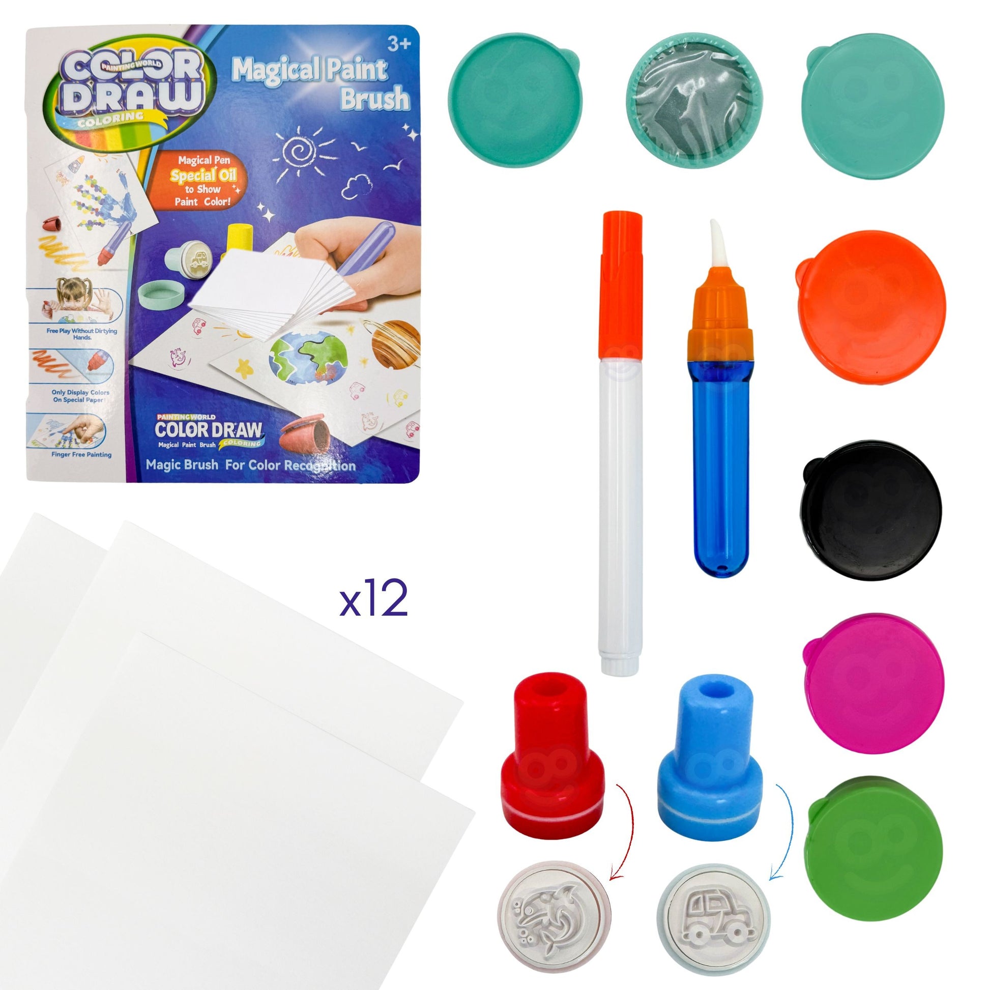 Woopie Magic Brush Piešimo Rinkinys Su Antspaudais