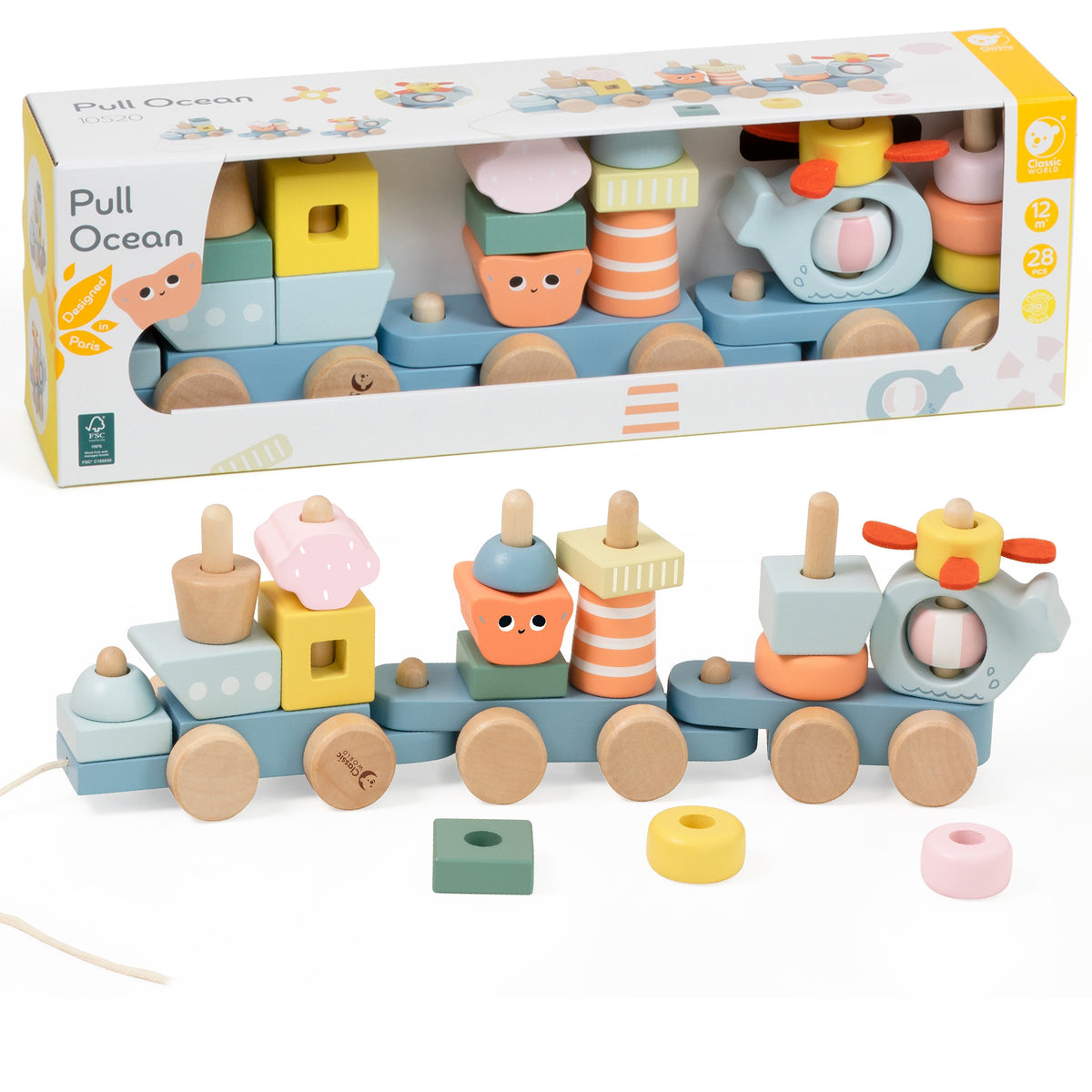 Classic World traukiamas medinis traukinukas „Vandenynas“, 28 dalys – nuotrauka 1