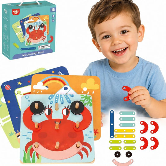 Tooky Toy medinė gyvūnų raštų mozaika, 30 dalių – nuotrauka 1