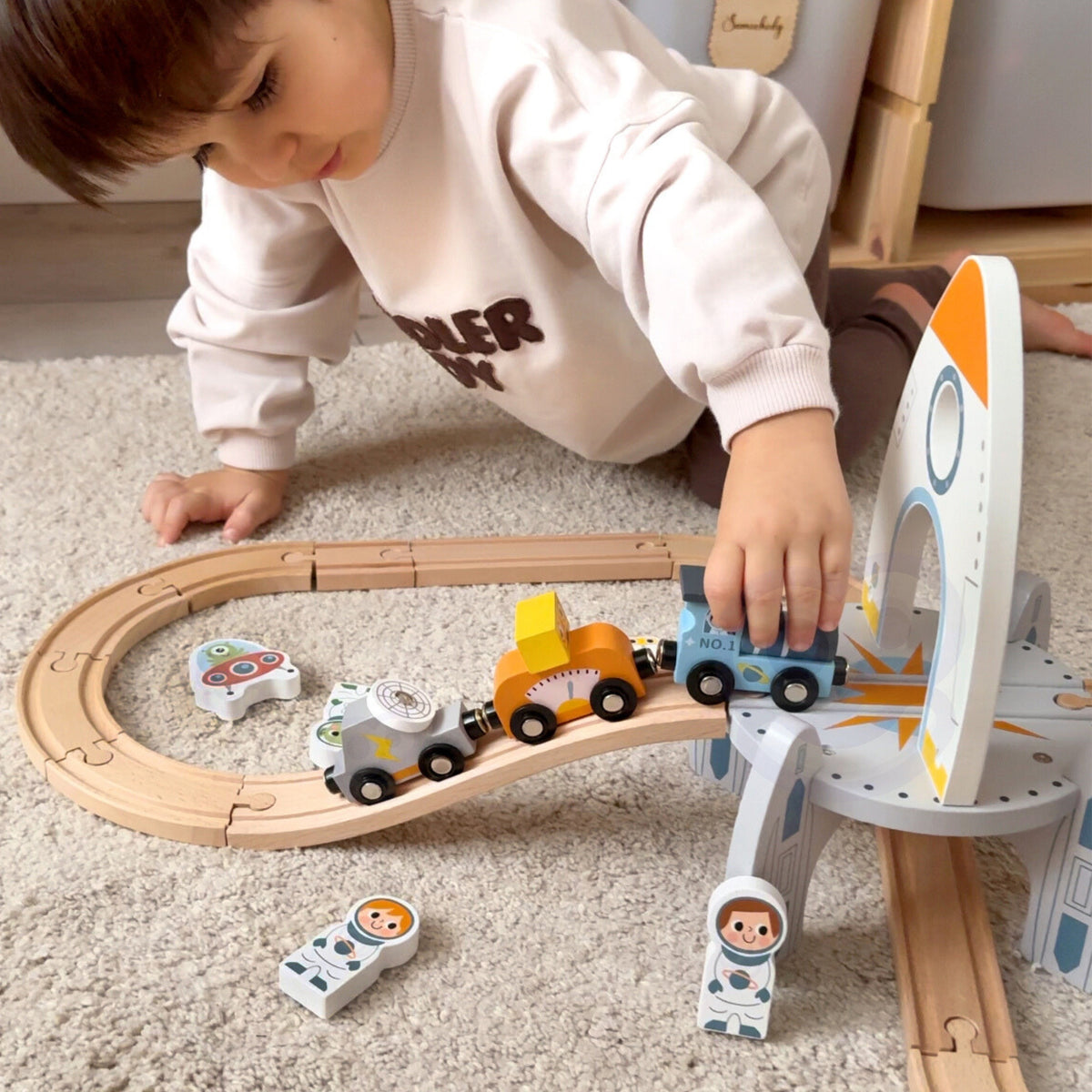 Tooky Toy medinis kosminio traukinio rinkinys – nuotrauka 5