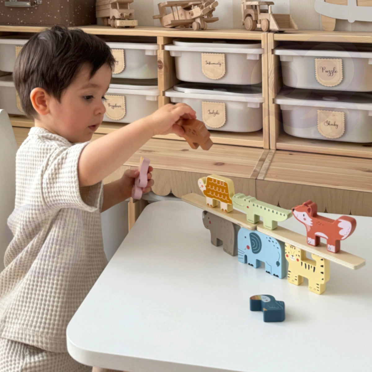 Tooky Toy Medinių Gyvūnų Balansavimo Rinkinys, 13 Dalių – 2 nuotrauka