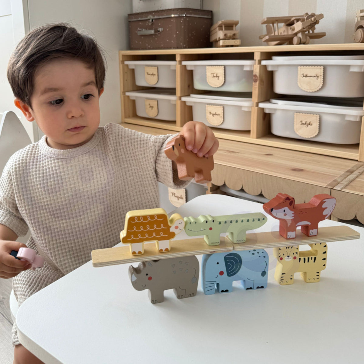 Tooky Toy Medinių Gyvūnų Balansavimo Rinkinys, 13 Dalių – 3 nuotrauka