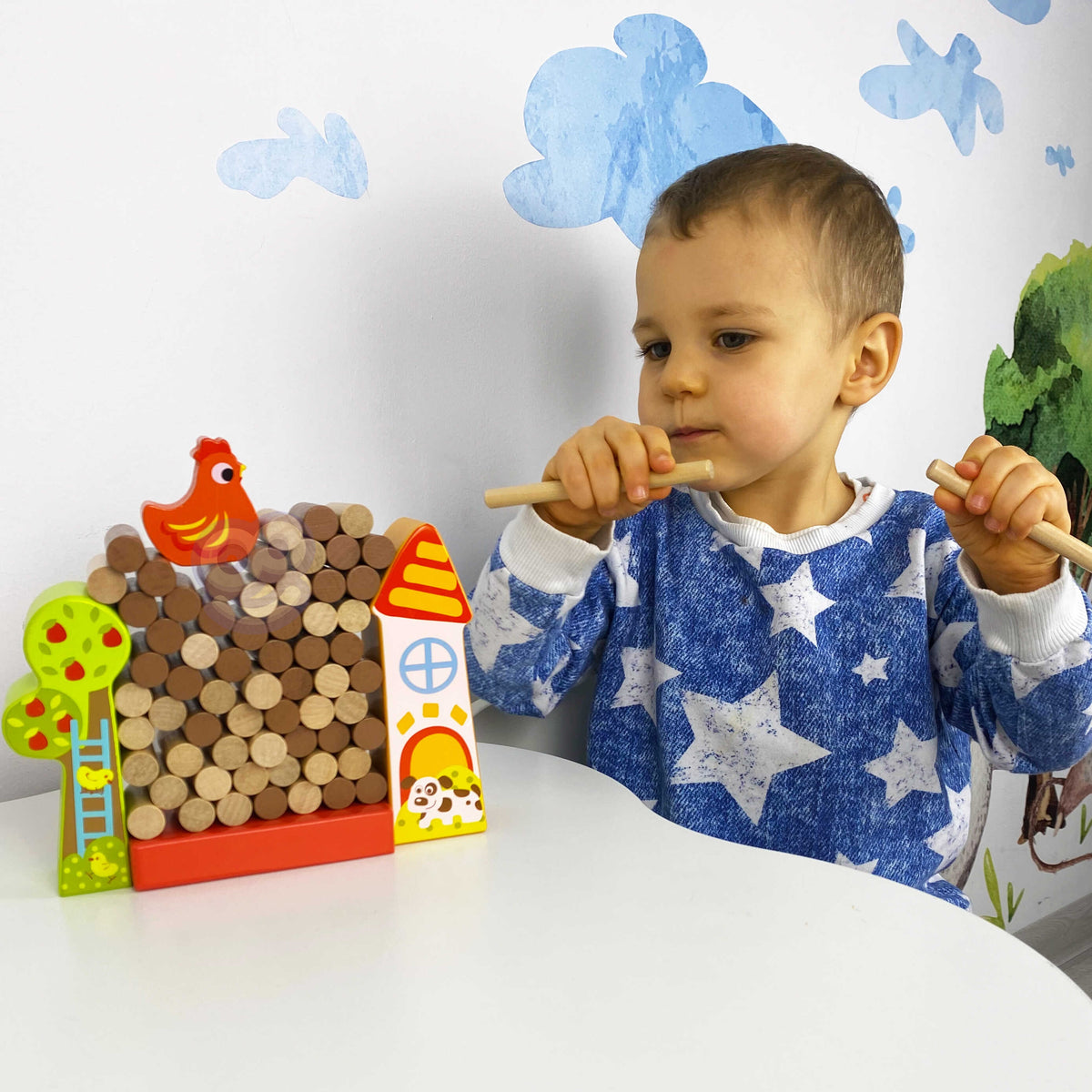 Tooky Toy Medinis Vikrumo Žaidimas „Krentanti Višta“ – 2 nuotrauka