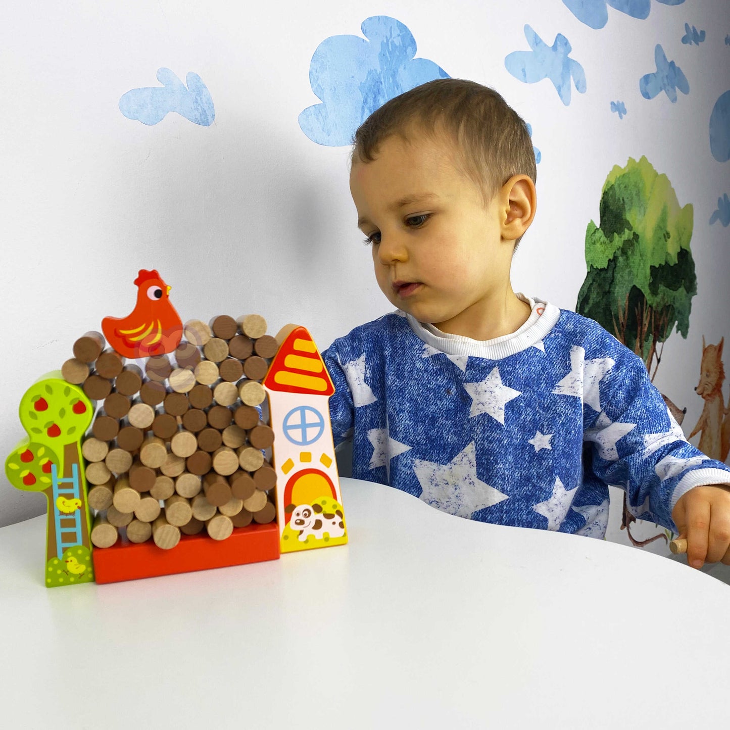 Tooky Toy Medinis Vikrumo Žaidimas „Krentanti Višta“ – 4 nuotrauka