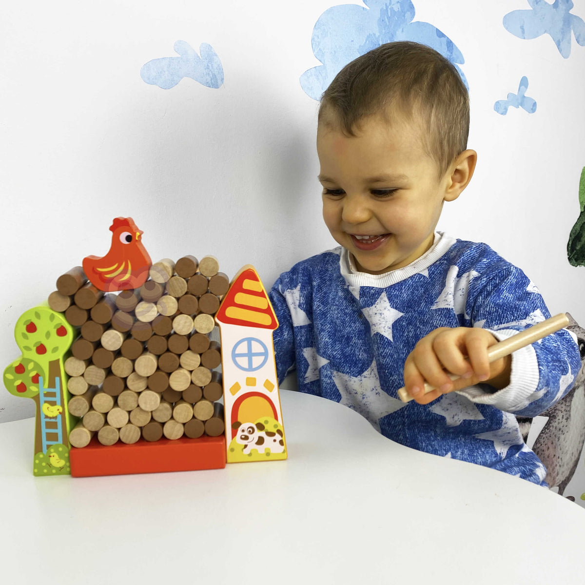 Tooky Toy Medinis Vikrumo Žaidimas „Krentanti Višta“ – 5 nuotrauka