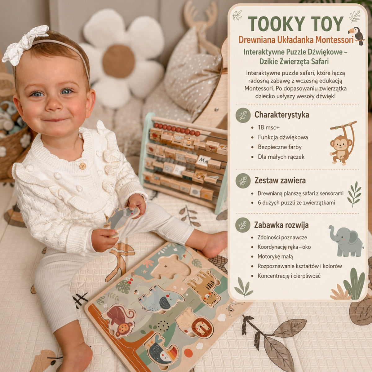 Tooky Toy Interaktyvi Safari Dėlionė Su Garsais – 2 nuotrauka