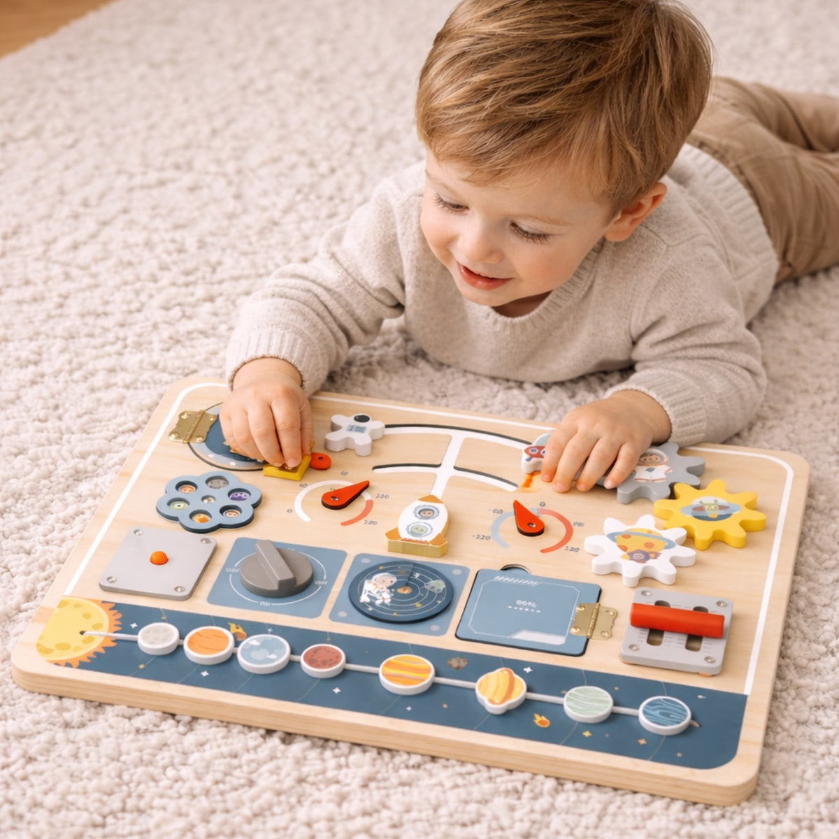 Tooky Toy medinė Montessori kosmoso veiklos lenta – nuotrauka 3