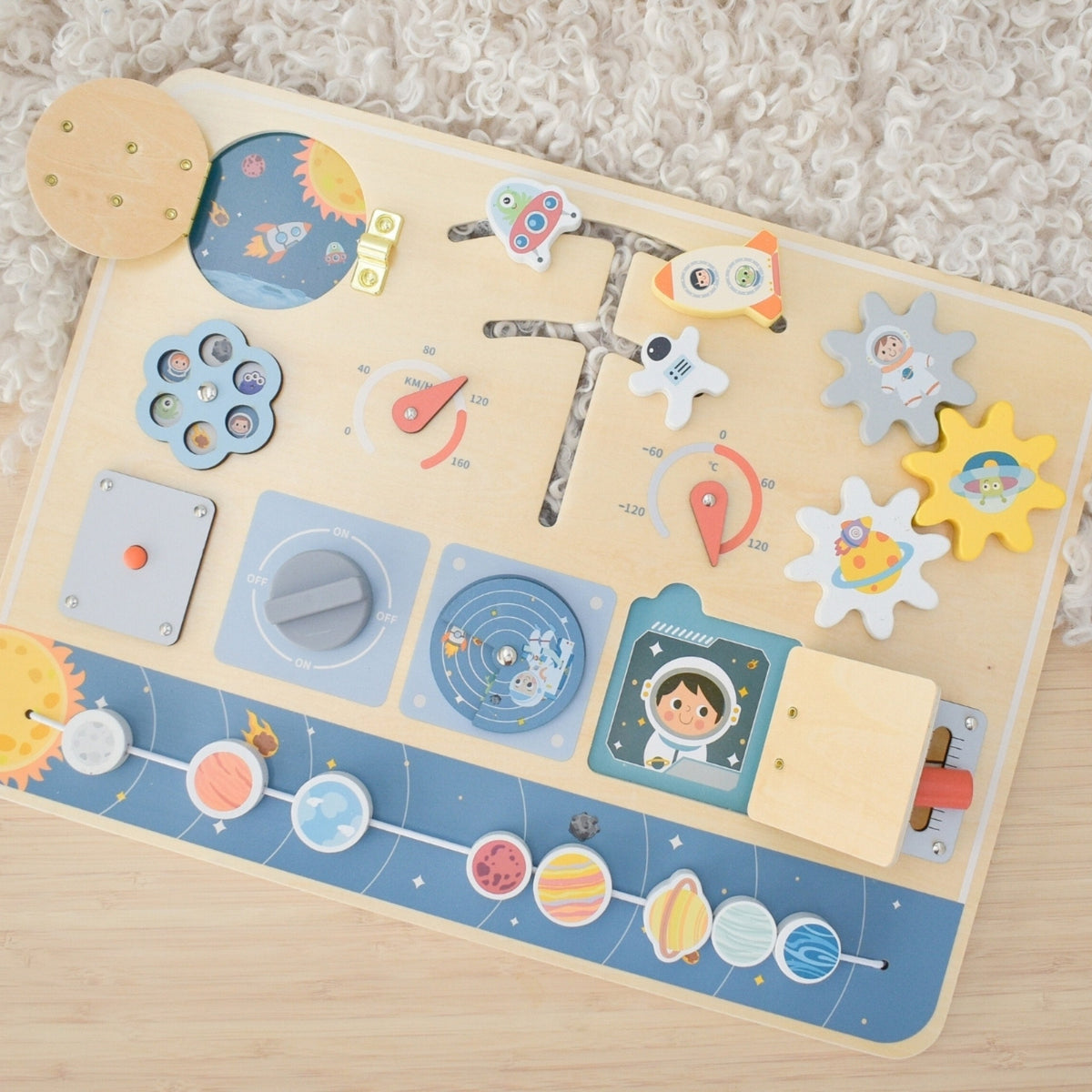Tooky Toy medinė Montessori kosmoso veiklos lenta – nuotrauka 4