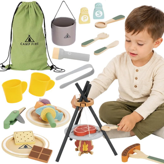Tooky Toy medinis stovyklavimo ir laužo žaidimų rinkinys – nuotrauka 1