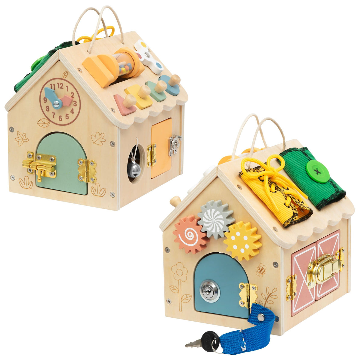 Tooky Toy medinis veiklos namelis su užraktais – nuotrauka 3