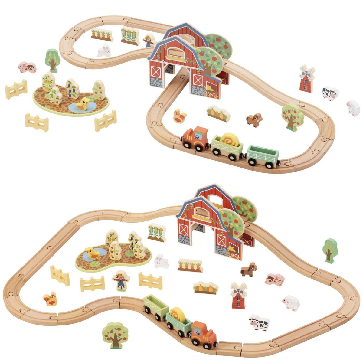 Tooky Toy medinio ūkio ir traukinio rinkinys, 48 dalys – nuotrauka 10