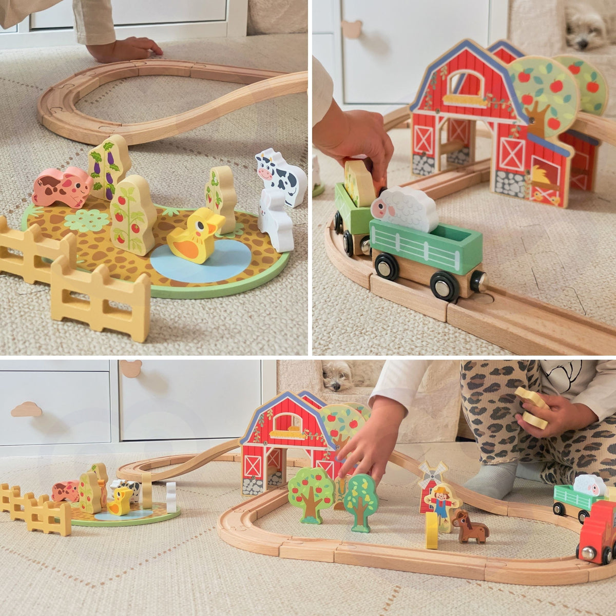 Tooky Toy medinio ūkio ir traukinio rinkinys, 48 dalys – nuotrauka 4