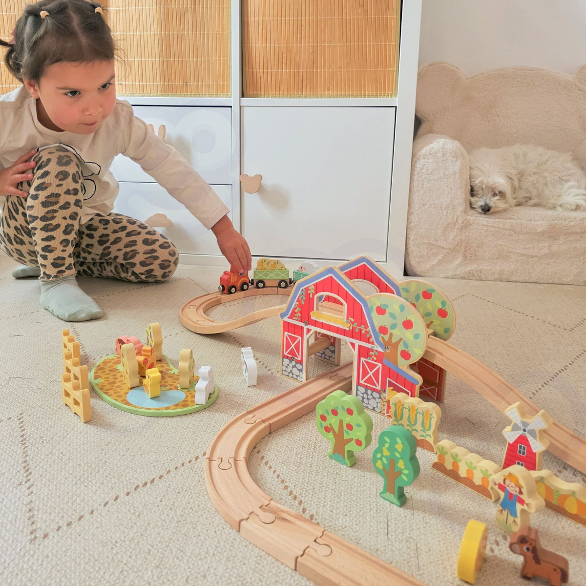 Tooky Toy medinio ūkio ir traukinio rinkinys, 48 dalys – nuotrauka 5