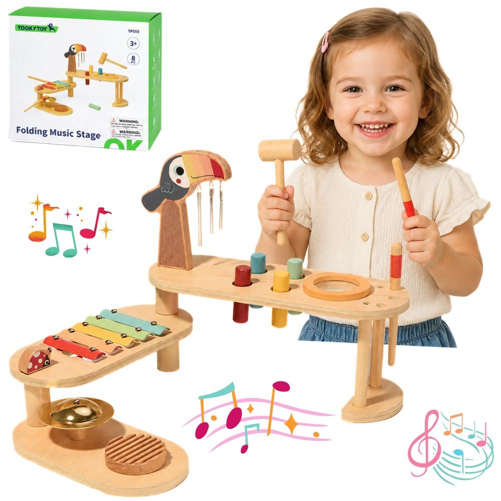 Tooky Toy Medinis Muzikinis Stalas „Tukanas“
