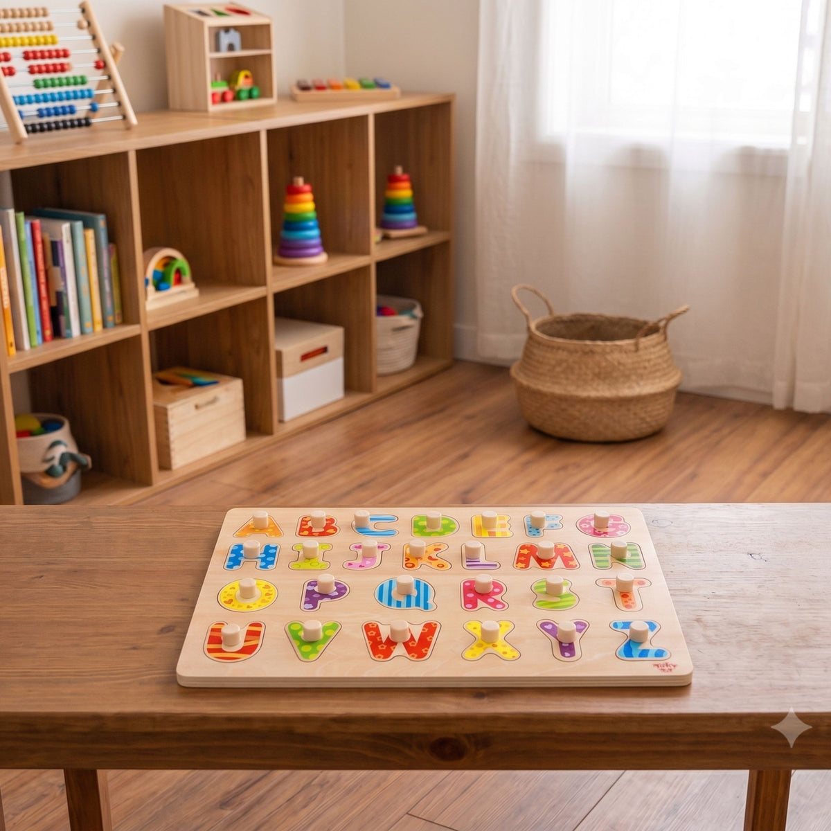 Tooky Toy medinė abėcėlės dėlionė su rankenėlėmis – 3