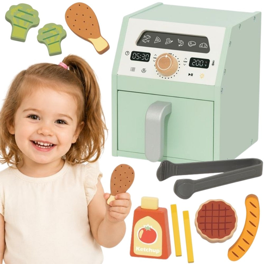 Tooky Toy medinė karšto oro gruzdintuvė su priedais – 1 nuotrauka