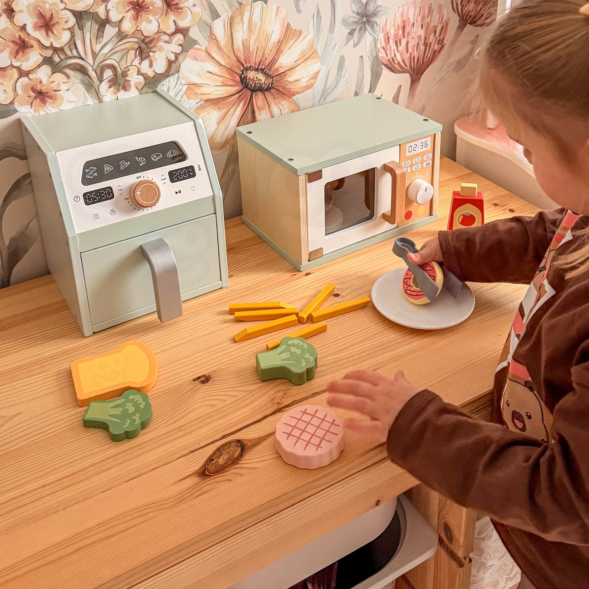 Tooky Toy medinė karšto oro gruzdintuvė su priedais – 4 nuotrauka