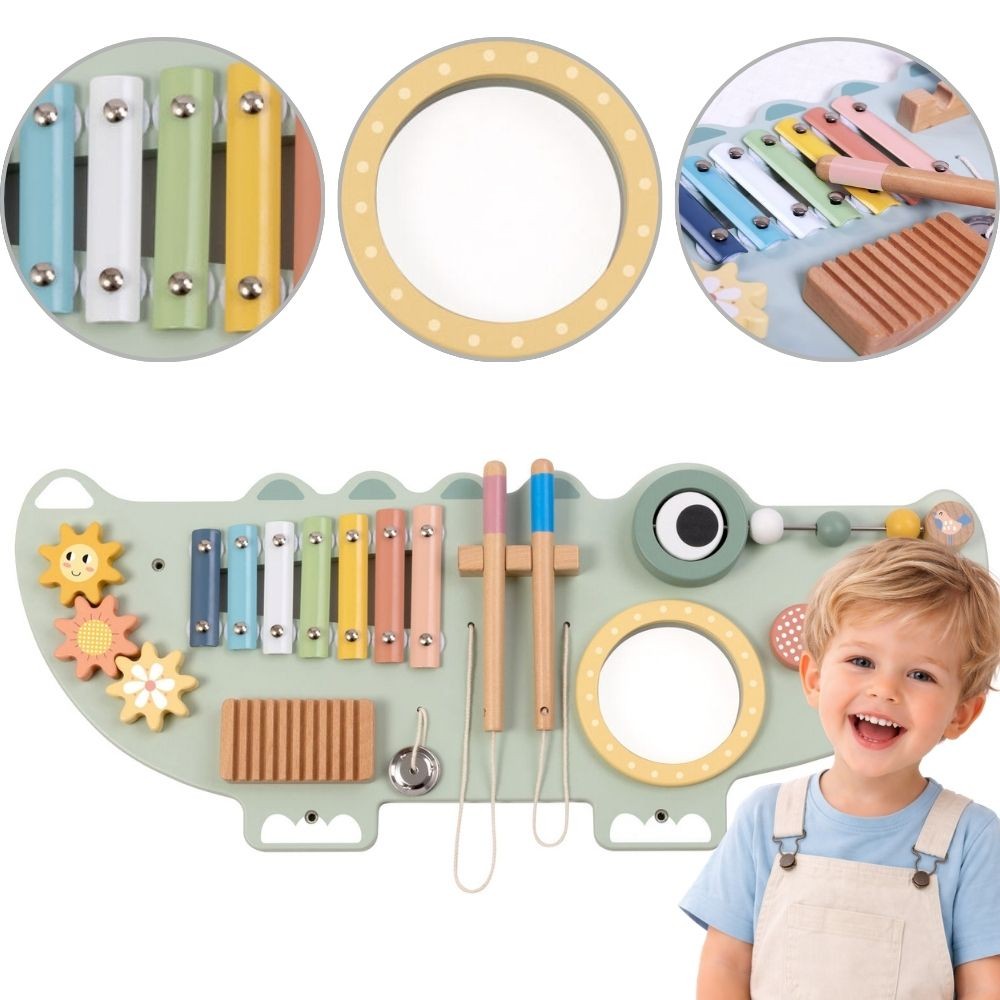 Tooky Toy medinė krokodilo veiklos lenta – 1 nuotrauka