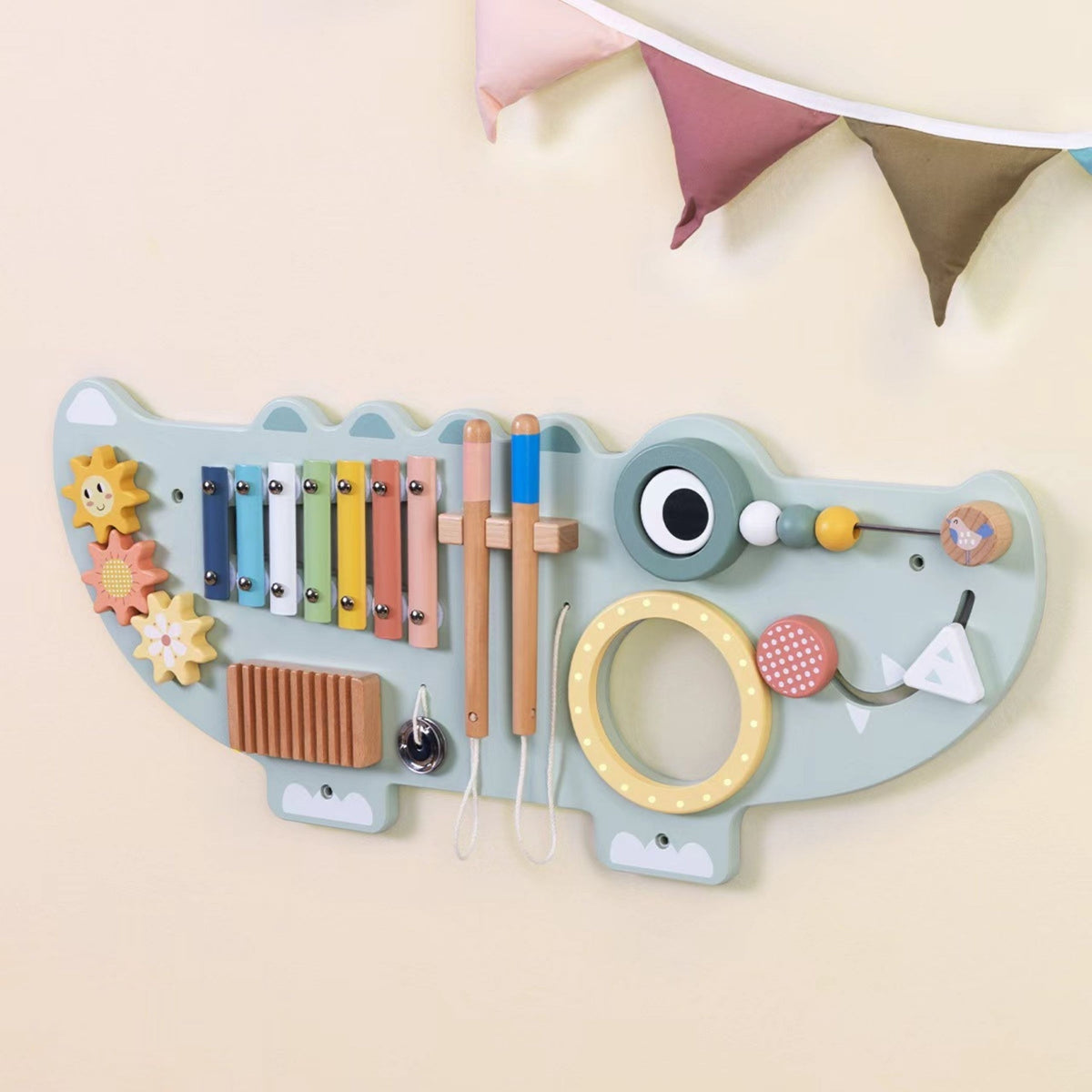 Tooky Toy medinė krokodilo veiklos lenta – 2 nuotrauka