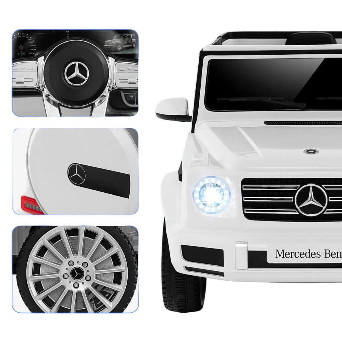 Licencijuotas Mercedes Benz G500 Elektromobilis Vaikams, Baltas 1330 Elektriniai Automobiliai
