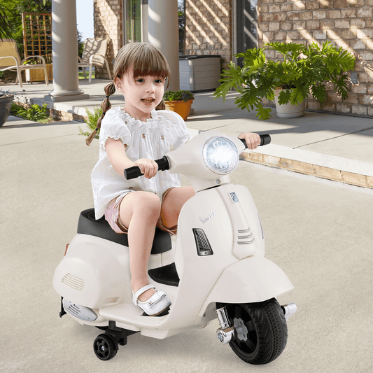 Licencijuotas Vespa Vaikiškas Elektrinis Motociklas su LED ir Stabilizatoriais Motoroleriai