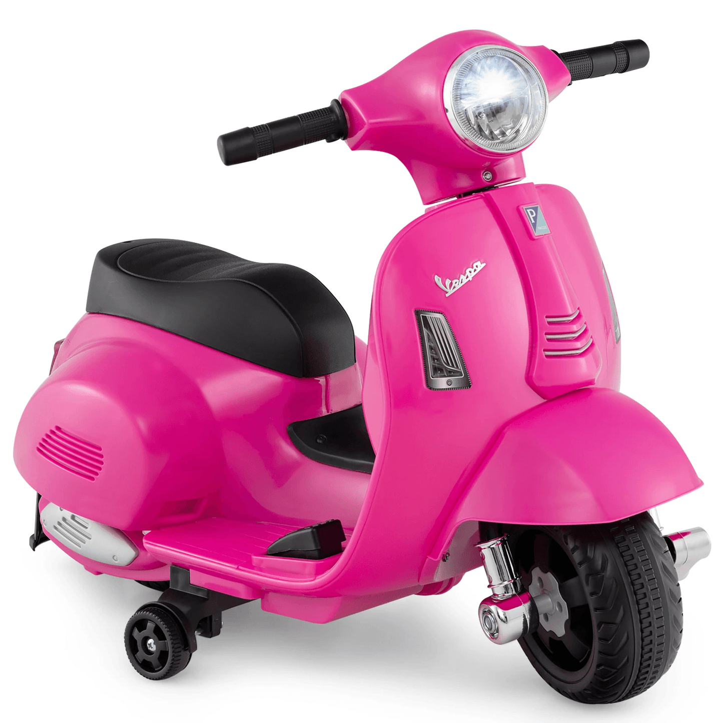 Licencijuotas Vespa Vaikiškas Elektrinis Motociklas su LED ir Stabilizatoriais Motoroleriai Rožinė