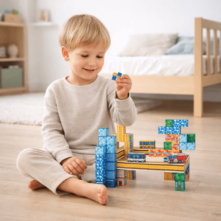 Magnetinės Kaladėlės 114 vnt. Vaikams nuo 3 m. Medinės Kaladėlės