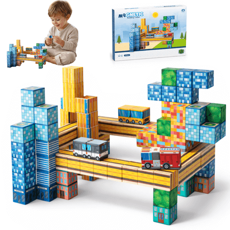 Magnetinės Kaladėlės 114 vnt. Vaikams nuo 3 m. Medinės Kaladėlės