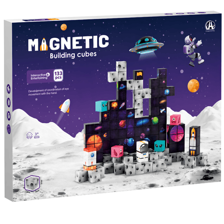 Magnetinės Konstrukcinės Kaladėlės Vaikams, 133 Dalys Magnetinės kaladėlės