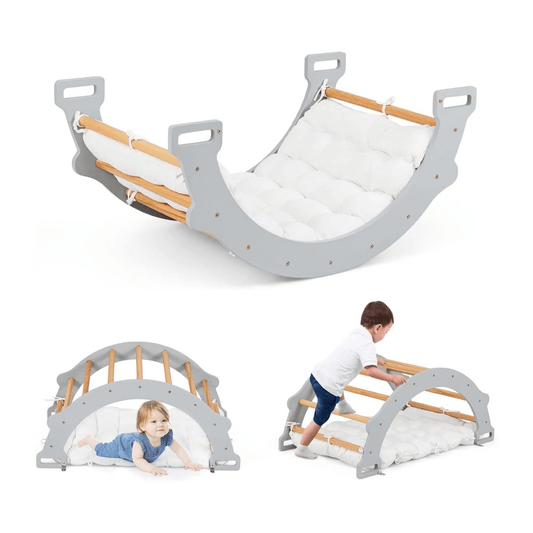 Medinė Laipiojimo Arka Su Pagalve – Montessori Sūpynės Vaikams 50×81×38,5 cm Sūpynės ir Žaidimų Aikštelės