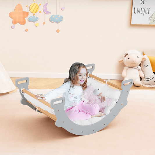 Medinė Laipiojimo Arka Su Pagalve – Montessori Sūpynės Vaikams 50×81×38,5 cm Sūpynės ir Žaidimų Aikštelės