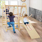 Medinė Montessori Žaidimų Aikštelė Vaikams Su Palapine Čiuožykla Tinklu Gimnastikos Žiedais Sūpynės ir Žaidimų Aikštelės