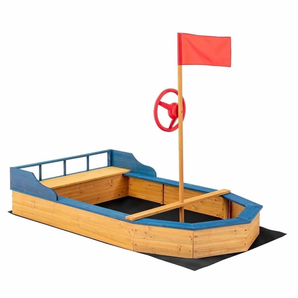Medinė Piratų Laivo Smėlio Dėžė Su Suoliuku Ir Daiktadėže 171 x 100 x 130 cm Smėlio Dėžės