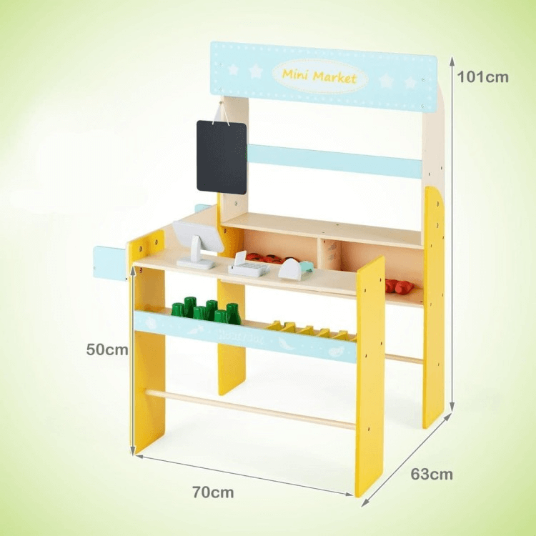 Medinė Vaikiška Parduotuvė Su Vaisiais Ir Kasos Aparatu Vaikiškos Virtuvėlės